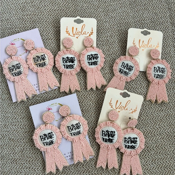 Pink Beaded Bride Tribe Earrings 5 pairs - Picture 2 of 9